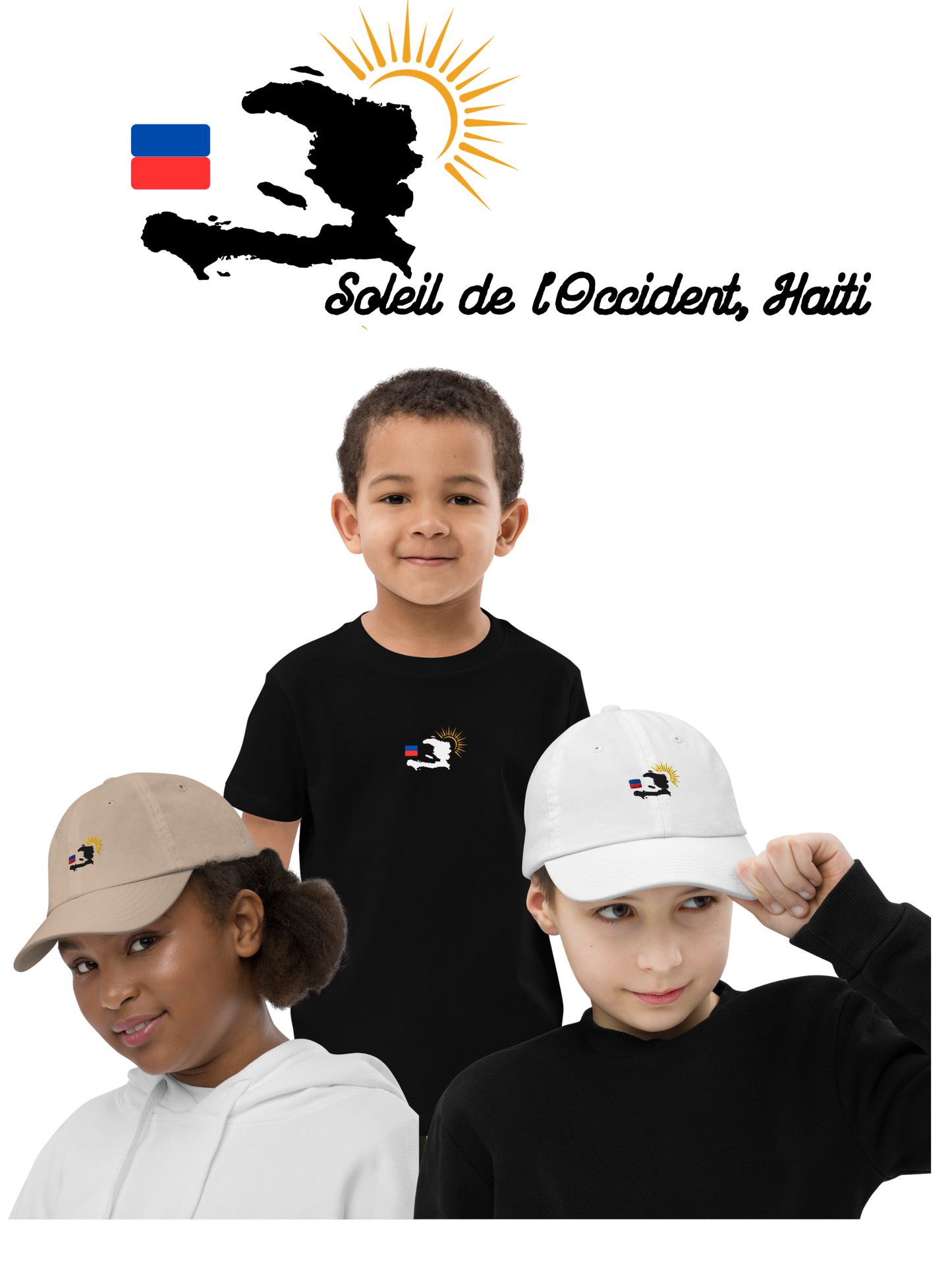 ** Soleil Occidental, Haiti ** Kids black t-shirt bundle