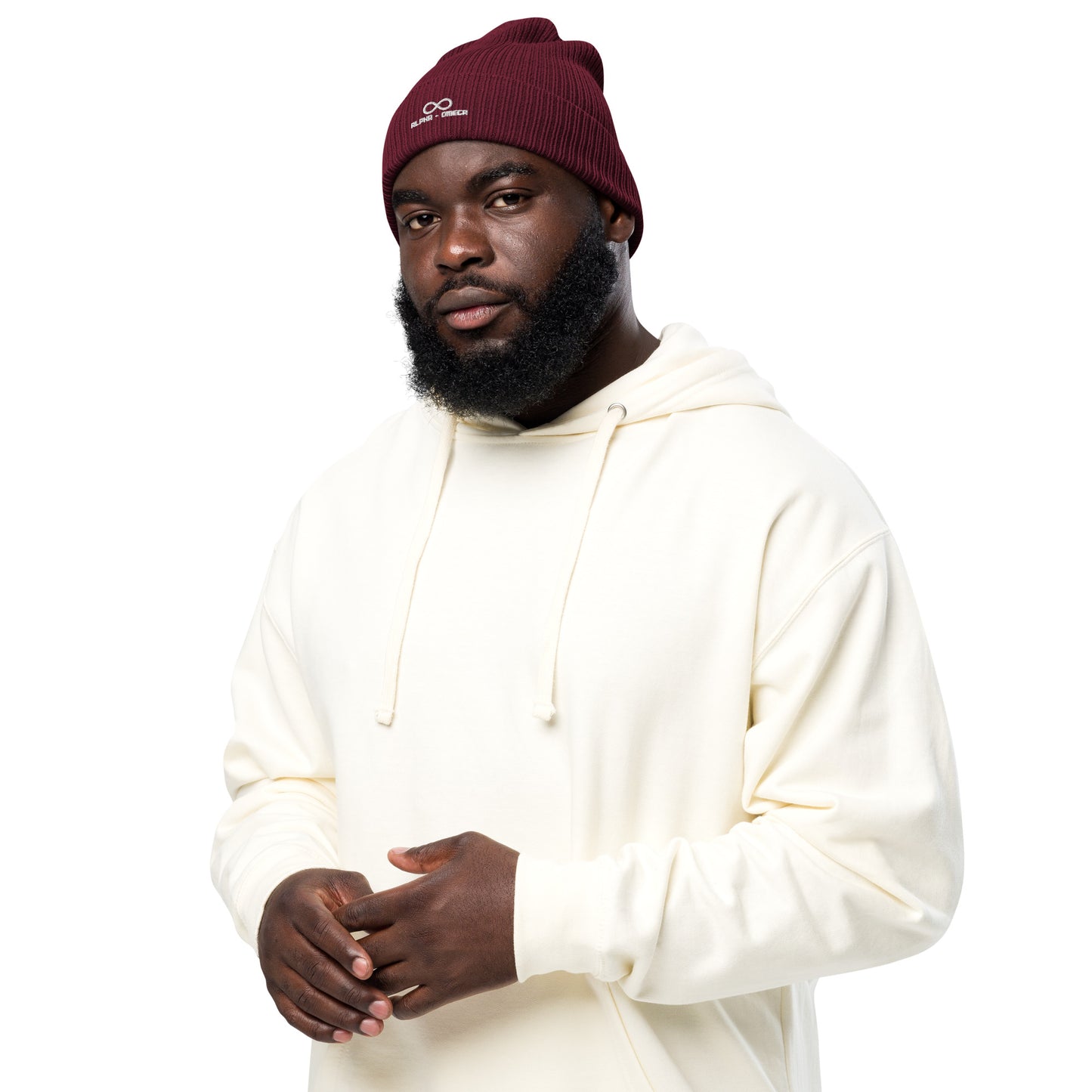 ** Infinity ** Organic ribbed beanie white design